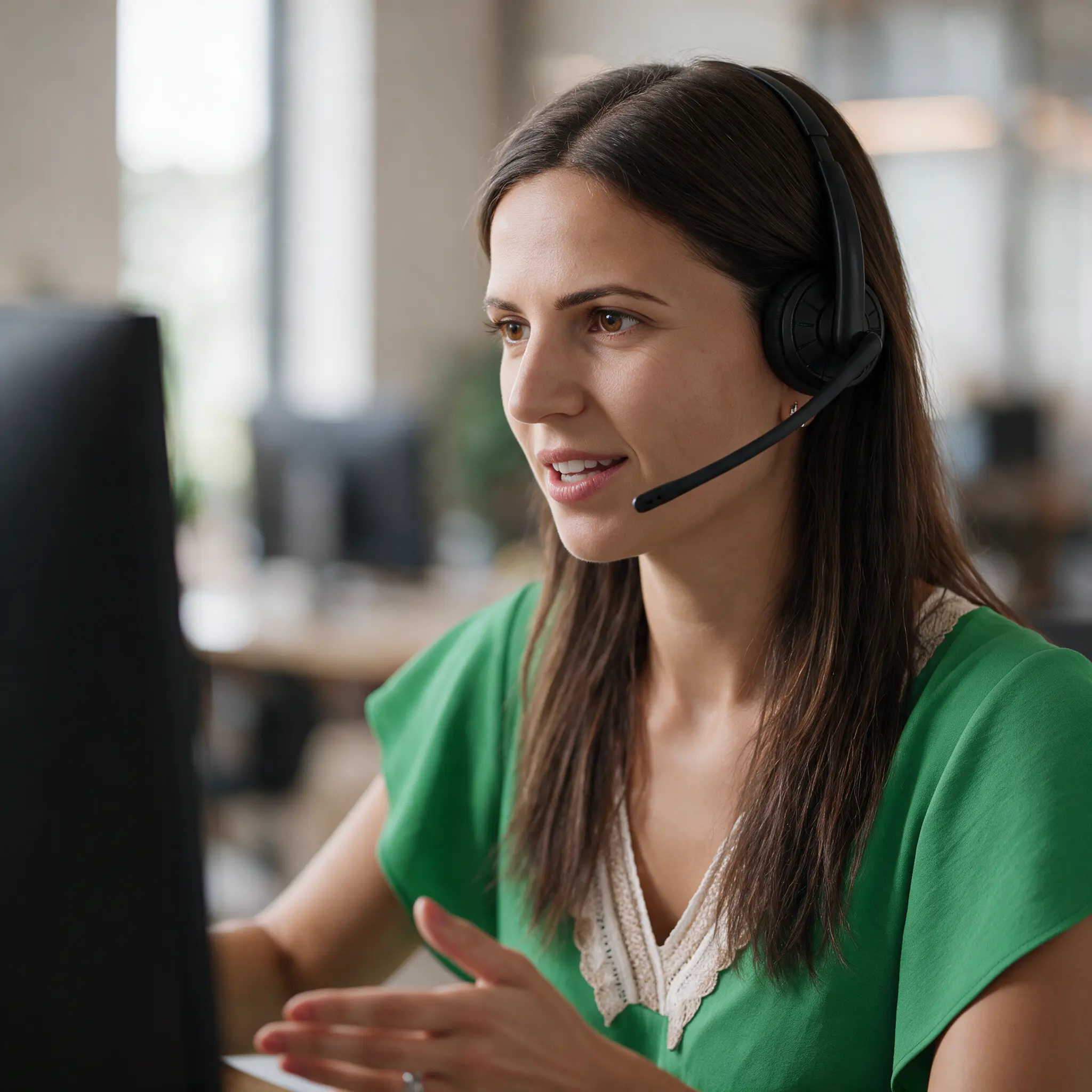 Operátorka CreditCall během prodejního hovoru